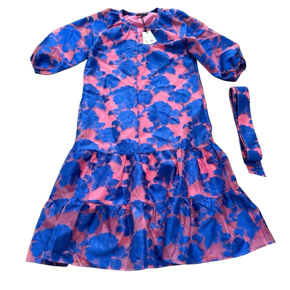 NEW Abbey Glass x Tuckernuck Elise Dress Pink and Blue Tea Rose Organza XL$365 - Picture 5 of 13